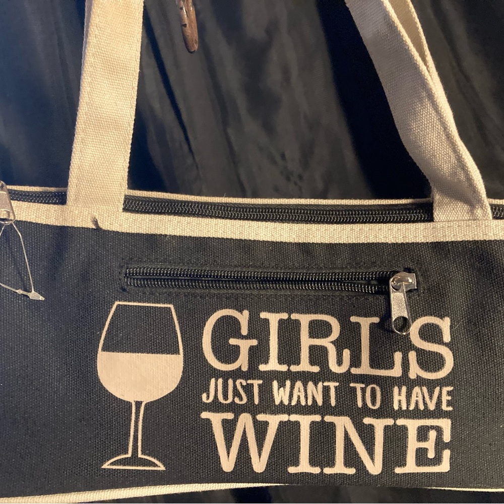 Chic Black and Cream Wine Tote Bag